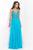 Blush - Beaded V-Neck Chiffon A-Line Dress 11058 In Blue