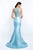 Blush - C1012 Jewel Neck Asymmetric Beaded Mermaid Dress In Blue