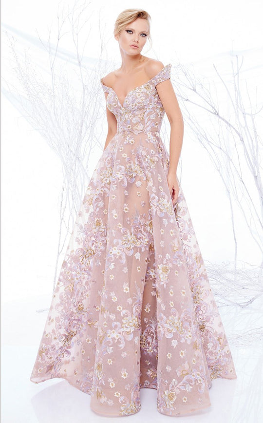 MNM Couture - N0193 Embroidered Off-Shoulder Evening Gown