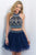 Blush - Geometric Halter Two-Piece A-Line Dress 10077 In Blue