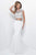 Blush - Beaded Jewel Neck Scuba Trumpet Gown 11291 in White