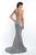 Blush - 11528 Crystal Encrusted Halter Gown with Side Illusion In Gray