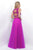 Beaded Cropped Top Bare Midriff Two Piece Dress in Magenta
