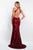 Blush - C1021 Snake Print Sequined Halter Sheath Dress In Red