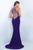 Blush - Embellished High Neck Jersey Sheath Gown 11072 In Purple