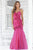 Blush - Floral Embellished Pleated Mermaid Gown 9335 in Pink