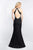 Blush - C1040 Sleek Floral Print Halter Sheath Dress In Black and Pink