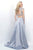 Blush - Two-Piece Crystal-encrusted Satin A-Line Dress 11213 In Silver