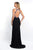 Intrigue - 431 Sleeveless Contrast Beaded Long Dress with Slit In Black and Pink