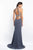 Intrigue - 433 Two Piece Beaded Halter Jersey Gown In Neutral and Gray