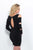 Blush - C422 Long Sleeve Beaded Cutout Short Dress In Black