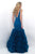 Blush - Plunging Ruffled Mermaid Gown 7108 in Blue