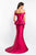 Blush - C1048 Off-Shoulder Pleated Peplum Sheath Dress In Red