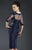 Janique - Quarter Sleeve Sheer Laced Short Dress 417 in Blue