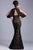 Janique - Embroidered Sweetheart Gown with Faux Sheer Open Sleeves 417