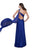 La Femme - One Shoulder Braded Strap Sweetheart Evening Gown 16659 In Blue
