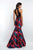 Blush - 11509 Two Piece Beaded Halter Floral Mermaid Gown In Black and Multi-Color