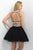 Blush - Two-Piece Beaded Jewel Neck A-Line Dress 11176 in Black and White