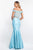 Blush - C1009 Two Piece Beaded Shimmer Mikado Mermaid Dress In Blue