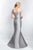 Blush - S2009 Shawl Beaded Off-Shoulder Mikado Mermaid Gown In Silver