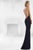 Janique W992  Bejeweld Halter Neck Long Jersey Gown in Black and Gold