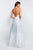 Blush - C1074 Glittering Plunging V-Neck Beaded A-Line Dress In White