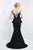 Blush - S2007 Shawl Off-Shoulder Crystal Ornate Sheath Gown In Black