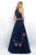 Blush - Sequined Short with Long Removable Skirt 7106 in Blue and Multi-Color