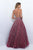 Blush - 7100 Sparkling Plunging V-Neck Beaded Evening Gown In Red