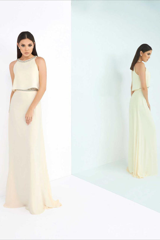 Ieena Duggal  - High Neck Gown Style 25236I in Neutral