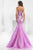 Janique 1515 - Corset Style Ruffle filled Mermaid Gown in Purple