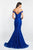 Intrigue - 425 Off-Shoulder Floral Lace Mermaid Gown In Blue