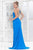 Blush - One Shoulder Beaded Long Dress with Slit 9323 In Blue