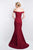 Blush - S2011 Shawl Beaded Off-Shoulder Mikado Mermaid Gown In Red