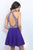 Blush - 11375 Beaded Illusion High Halter A-Line Dress In Purple and Silver