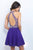 Blush - 11375 Beaded Illusion High Halter A-Line Dress In Purple and Silver