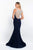Blush - C1018 Crystal Beaded Back Mermaid Dress In Blue