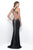 Blush - Crossed Jewel Jersey Sheath Gown 7102 in Black and Silver