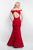 Blush - C1058 Plunging Off-Shoulder Mermaid Dress with Bow Accents In Red