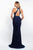 Intrigue - 401 Beaded Halter Sheath Dress In Blue