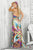 Blush - Multi-Color Printed Long Dress with Slit 9346