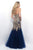 Blush - Gilded Scalloped Sweetheart Trumpet Gown 7107 in Blue and Gold