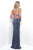 Two-Piece Pearl Embellished Halter Top Jersey Gown  11259