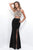 Blush - Two-Piece Illusion Halter Neck Jersey Dress 11261 in Black and Neutral