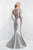 Blush - S2004 Quarter-Length Sleeves Beaded Mermaid Gown In Silver
