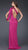 La Femme - Elegant Satiny Rosettes Asymmetric Jersey Sheath Dress 16565 in Pink