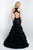 Blush - 11568 Halter Beaded Lace Organza Ruffled Mermaid Gown In Black