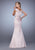 La Femme Ruched Off-Shoulder/V-neck Mermaid Evening Gown 21664 In Silver