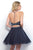 Blush - 11376 Two-Piece Ornate Illusion Halter Dress In Gray