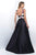 Blush - Two-Piece Printed Jewel Neck Mikado Ball Gown 5612 In Black and Multi-Color